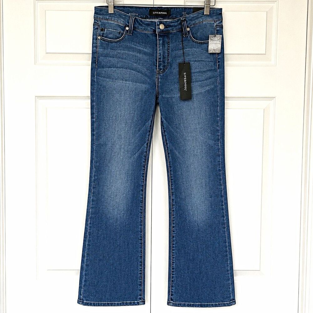 Liverpool Women’s Bootcut Mid Rise Medium Wash Stretch Denim Jeans Blue 10